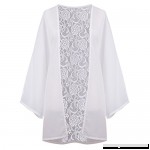 Colorful House Women Floral Chiffon Swimsuit Lace Patchwork Cardigan Cover Up White B07BNCYT6K